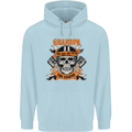 Biker Grandpa the Man Myth Legend Funny Mens 80% Cotton Hoodie Light Blue