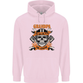 Biker Grandpa the Man Myth Legend Funny Mens 80% Cotton Hoodie Light Pink