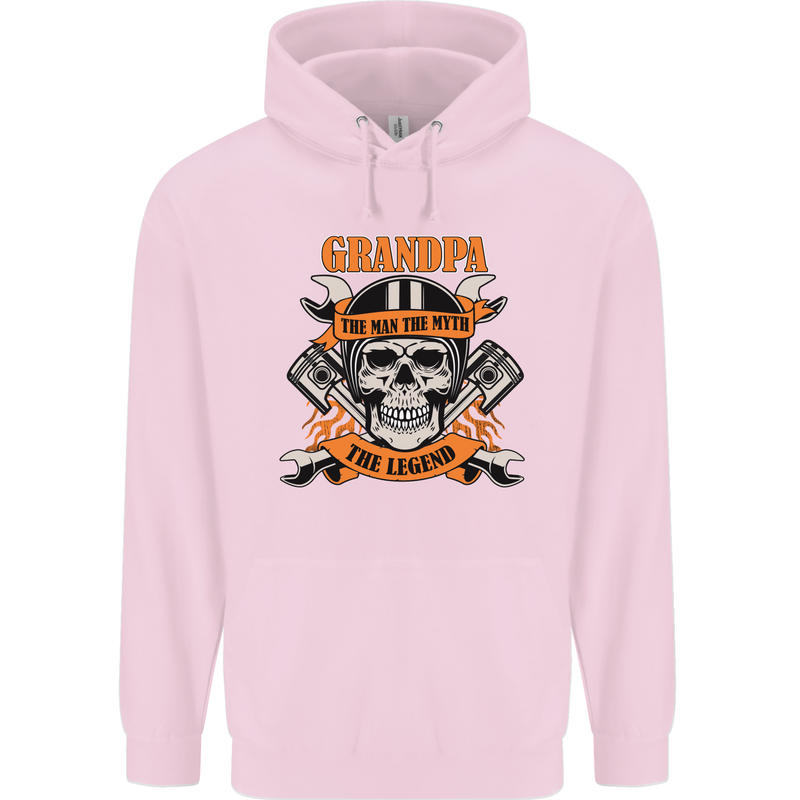 Biker Grandpa the Man Myth Legend Funny Mens 80% Cotton Hoodie Light Pink