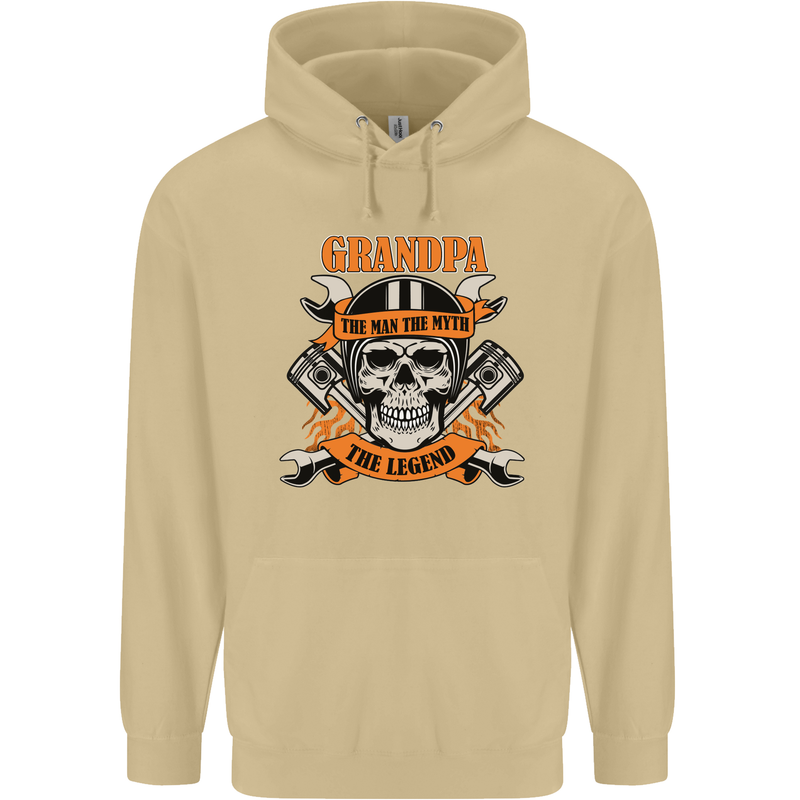 Biker Grandpa the Man Myth Legend Funny Mens 80% Cotton Hoodie Sand