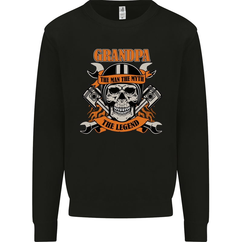 Biker Grandpa the Man Myth Legend Funny Mens Sweatshirt Jumper Black