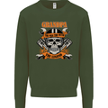 Biker Grandpa the Man Myth Legend Funny Mens Sweatshirt Jumper Forest Green