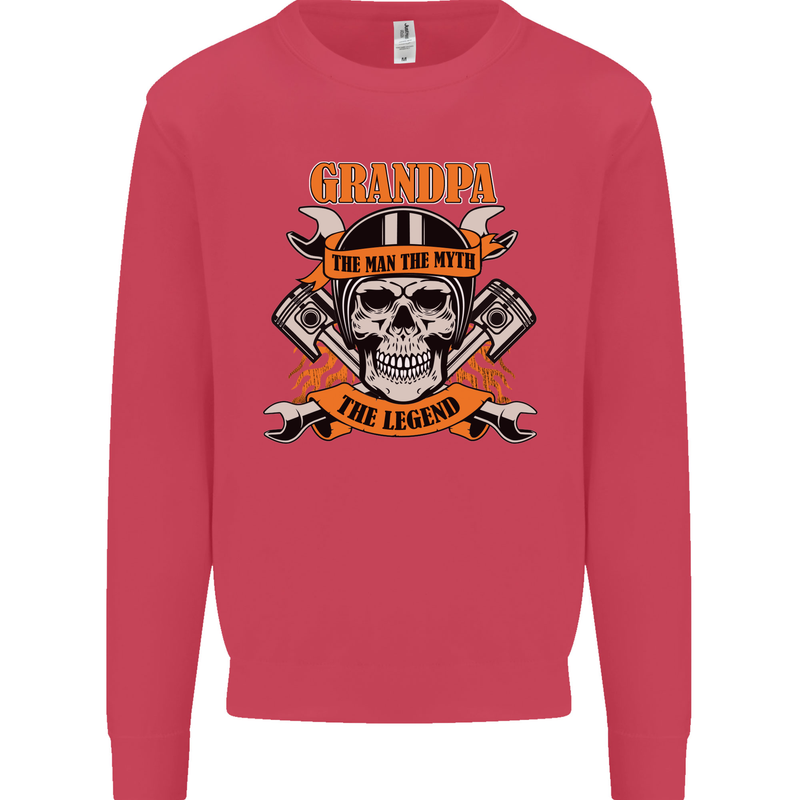 Biker Grandpa the Man Myth Legend Funny Mens Sweatshirt Jumper Heliconia