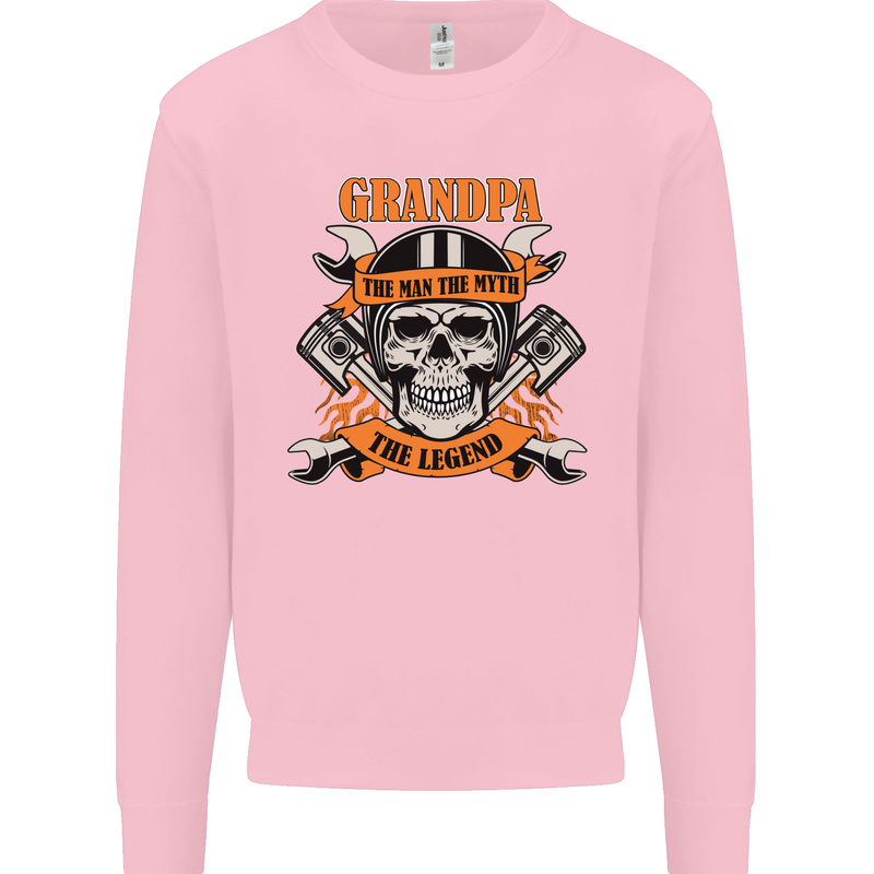 Biker Grandpa the Man Myth Legend Funny Mens Sweatshirt Jumper Light Pink