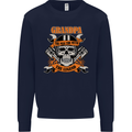 Biker Grandpa the Man Myth Legend Funny Mens Sweatshirt Jumper Navy Blue