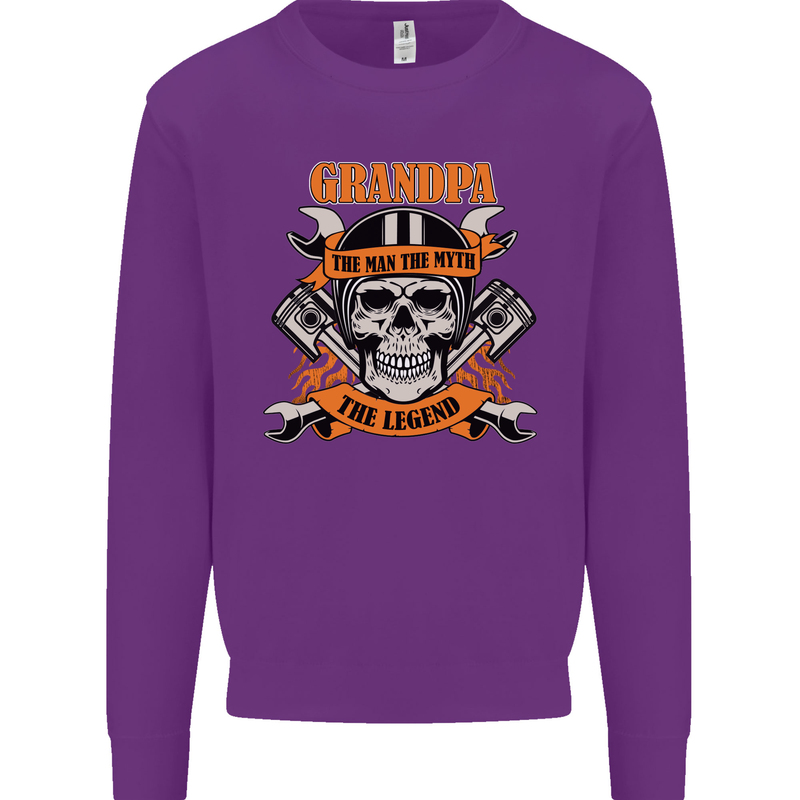 Biker Grandpa the Man Myth Legend Funny Mens Sweatshirt Jumper Purple