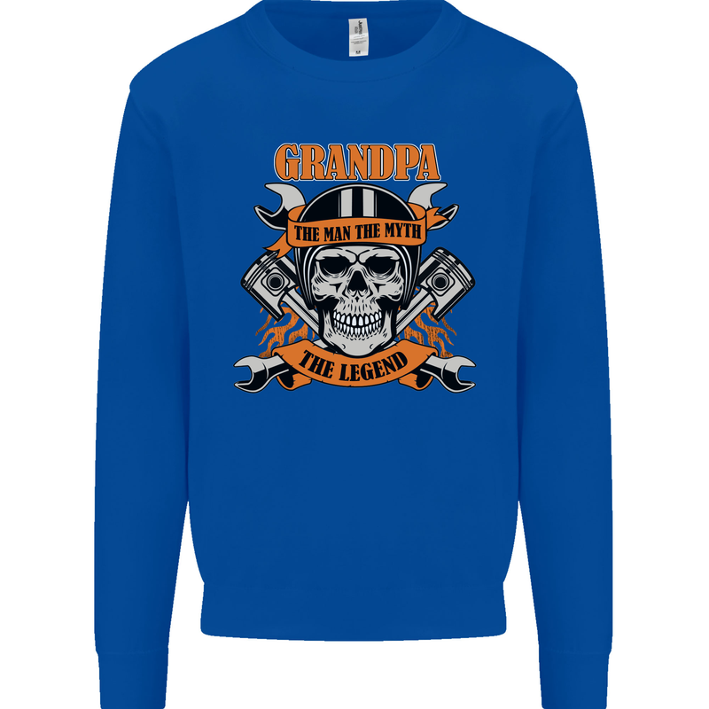 Biker Grandpa the Man Myth Legend Funny Mens Sweatshirt Jumper Royal Blue