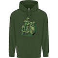 Biker Green Cafe Racer Motorbike Motorcycle Childrens Kids Hoodie Forest Green
