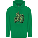 Biker Green Cafe Racer Motorbike Motorcycle Childrens Kids Hoodie Irish Green