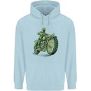 Biker Green Cafe Racer Motorbike Motorcycle Childrens Kids Hoodie Light Blue