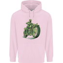 Biker Green Cafe Racer Motorbike Motorcycle Childrens Kids Hoodie Light Pink