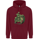Biker Green Cafe Racer Motorbike Motorcycle Childrens Kids Hoodie Maroon