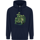 Biker Green Cafe Racer Motorbike Motorcycle Childrens Kids Hoodie Navy Blue