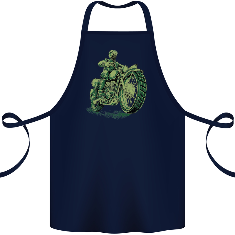 Biker Green Cafe Racer Motorbike Motorcycle Cotton Apron 100% Organic Navy Blue
