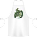 Biker Green Cafe Racer Motorbike Motorcycle Cotton Apron 100% Organic White