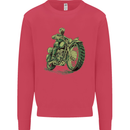 Biker Green Cafe Racer Motorbike Motorcycle Kids Sweatshirt Jumper Heliconia