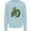 Biker Green Cafe Racer Motorbike Motorcycle Kids Sweatshirt Jumper Light Blue