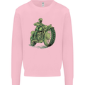 Biker Green Cafe Racer Motorbike Motorcycle Kids Sweatshirt Jumper Light Pink