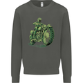 Biker Green Cafe Racer Motorbike Motorcycle Kids Sweatshirt Jumper Storm Grey