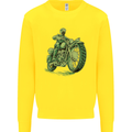 Biker Green Cafe Racer Motorbike Motorcycle Kids Sweatshirt Jumper Yellow