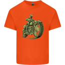 Biker Green Cafe Racer Motorbike Motorcycle Kids T-Shirt Childrens Orange