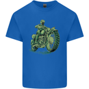 Biker Green Cafe Racer Motorbike Motorcycle Kids T-Shirt Childrens Royal Blue