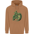 Biker Green Cafe Racer Motorbike Motorcycle Mens 80% Cotton Hoodie Caramel Latte