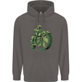 Biker Green Cafe Racer Motorbike Motorcycle Mens 80% Cotton Hoodie Charcoal