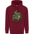 Biker Green Cafe Racer Motorbike Motorcycle Mens 80% Cotton Hoodie Maroon