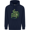 Biker Green Cafe Racer Motorbike Motorcycle Mens 80% Cotton Hoodie Navy Blue