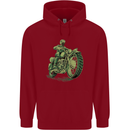Biker Green Cafe Racer Motorbike Motorcycle Mens 80% Cotton Hoodie Red