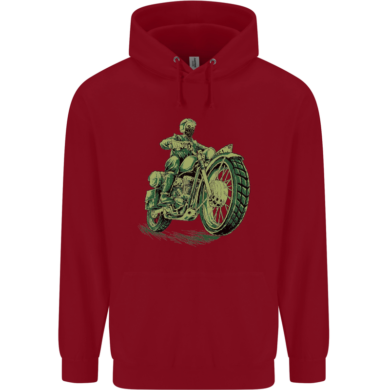 Biker Green Cafe Racer Motorbike Motorcycle Mens 80% Cotton Hoodie Red