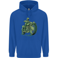 Biker Green Cafe Racer Motorbike Motorcycle Mens 80% Cotton Hoodie Royal Blue