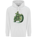 Biker Green Cafe Racer Motorbike Motorcycle Mens 80% Cotton Hoodie White