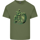 Biker Green Cafe Racer Motorbike Motorcycle Mens Cotton T-Shirt Tee Top Military Green