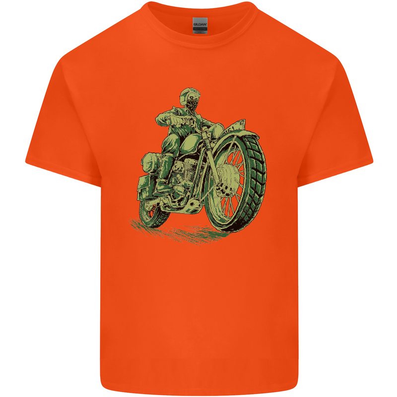 Biker Green Cafe Racer Motorbike Motorcycle Mens Cotton T-Shirt Tee Top Orange
