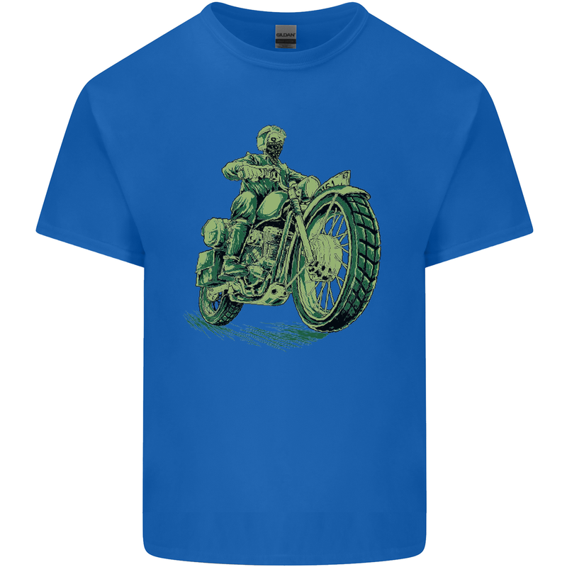 Biker Green Cafe Racer Motorbike Motorcycle Mens Cotton T-Shirt Tee Top Royal Blue