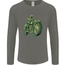 Biker Green Cafe Racer Motorbike Motorcycle Mens Long Sleeve T-Shirt Charcoal