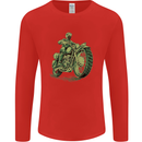Biker Green Cafe Racer Motorbike Motorcycle Mens Long Sleeve T-Shirt Red