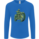 Biker Green Cafe Racer Motorbike Motorcycle Mens Long Sleeve T-Shirt Royal Blue