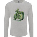 Biker Green Cafe Racer Motorbike Motorcycle Mens Long Sleeve T-Shirt Sports Grey