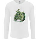 Biker Green Cafe Racer Motorbike Motorcycle Mens Long Sleeve T-Shirt White