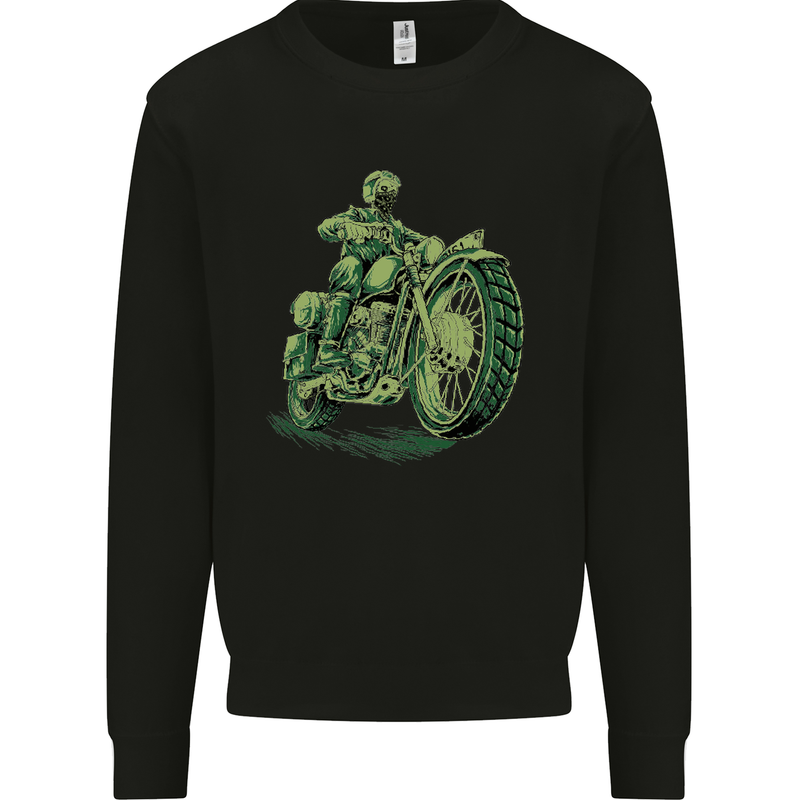 Biker Green Cafe Racer Motorbike Motorcycle Mens Sweatshirt Jumper Black