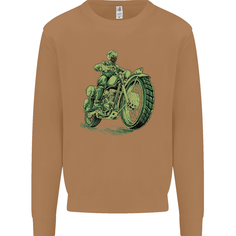 Biker Green Cafe Racer Motorbike Motorcycle Mens Sweatshirt Jumper Caramel Latte