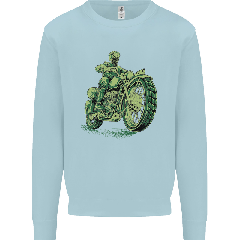 Biker Green Cafe Racer Motorbike Motorcycle Mens Sweatshirt Jumper Light Blue