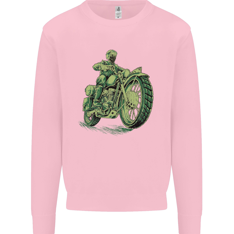 Biker Green Cafe Racer Motorbike Motorcycle Mens Sweatshirt Jumper Light Pink