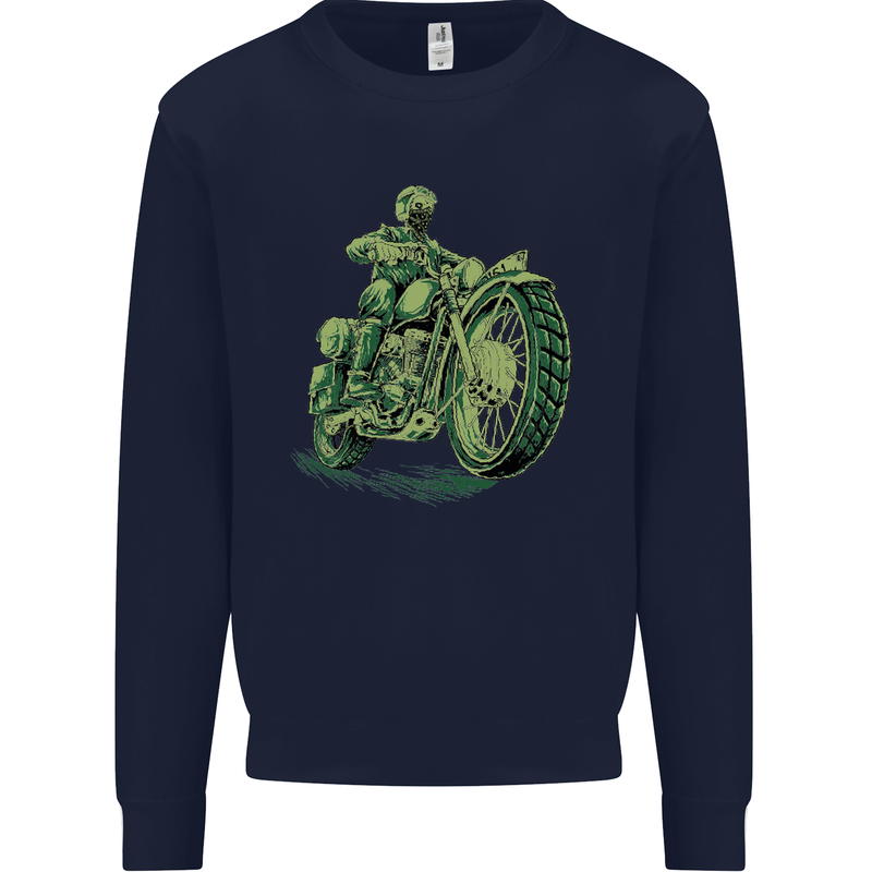 Biker Green Cafe Racer Motorbike Motorcycle Mens Sweatshirt Jumper Navy Blue