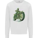 Biker Green Cafe Racer Motorbike Motorcycle Mens Sweatshirt Jumper White