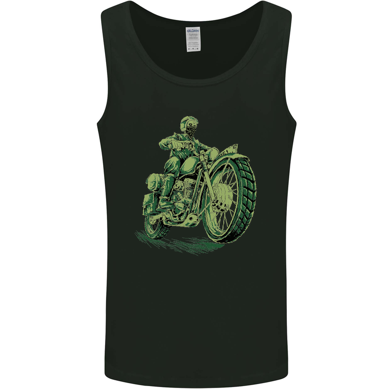 Biker Green Cafe Racer Motorbike Motorcycle Mens Vest Tank Top Black