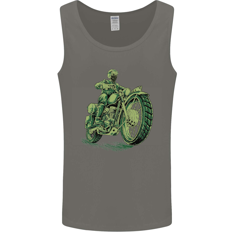 Biker Green Cafe Racer Motorbike Motorcycle Mens Vest Tank Top Charcoal